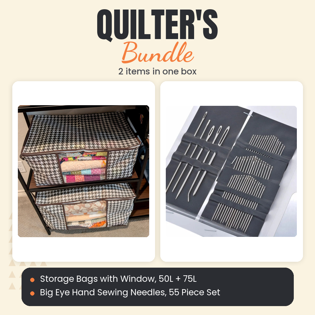 Storage Bags with Window, 50L + 75L + Big Eye Hand Sewing Needles, 55 Piece Set Bundle - what is in the bundle - photo 1 of 3 - The Fabric Hut