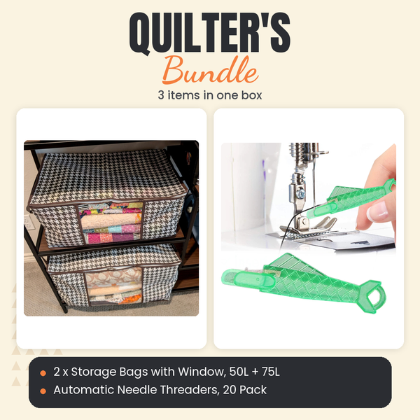 2 x Storage Bags with Window, 50L + 75L + Automatic Needle Threaders, 20 Pack Bundle - what is in the bundle - photo 1 of 3 - The Fabric Hut