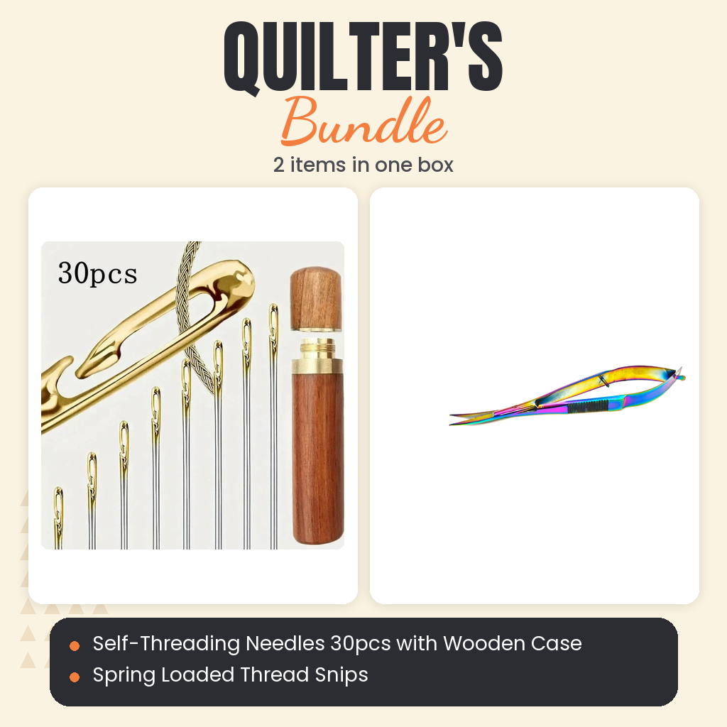 Self-Threading Needles 30pcs with Wooden Case + Spring Loaded Thread Snips Bundle - what is in the bundle - photo 1 of 3 - The Fabric Hut