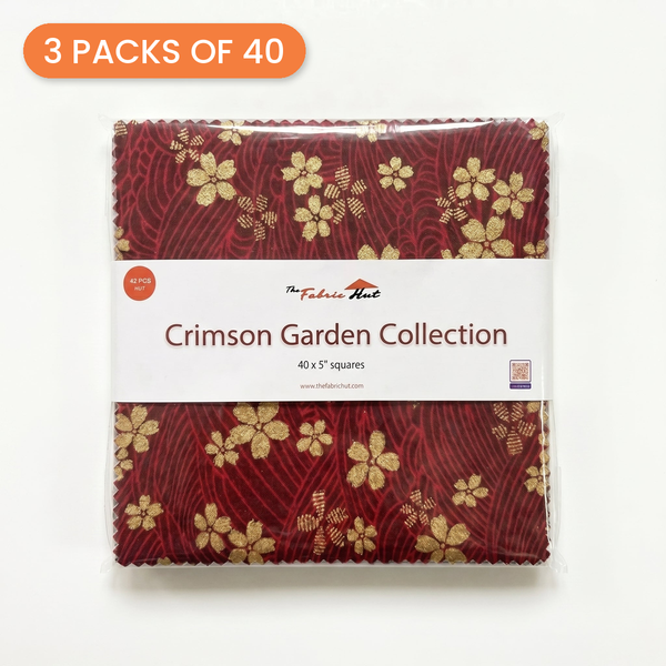 5" Square Precuts 120pcs - Crimson Garden Collection - 3 packs of 40 - photo 1 of 3 - The Fabric Hut