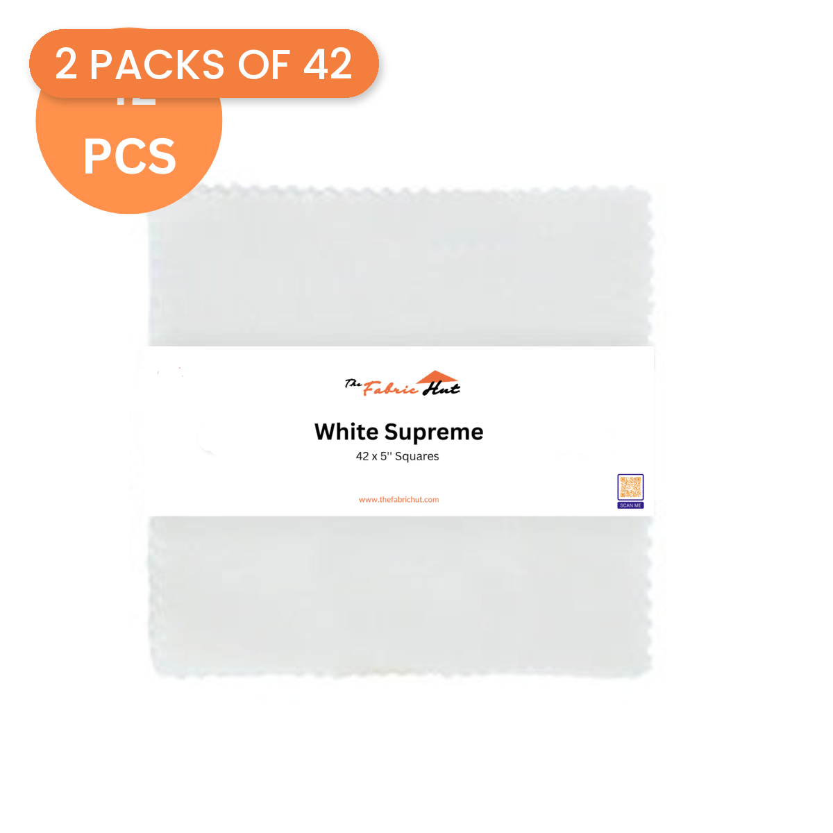 5" Square Precuts 84pcs - White Supreme - 2 packs of 42 - photo 1 of 3 - The Fabric Hut