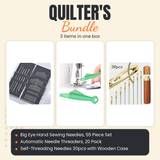 Big Eye Hand Sewing Needles, 55 Piece Set + Automatic Needle Threaders, 20 Pack + Self-Threading Needles 30pcs with Wooden Case Bundle - what is in the bundle - photo 1 of 4 - The Fabric Hut