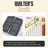 2 x Big Eye Hand Sewing Needles, 55 Piece Set + 2 x Self-Threading Needles 30pcs with Wooden Case Bundle - what is in the bundle - photo 1 of 3 - The Fabric Hut