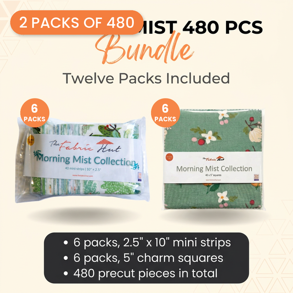 Morning Mist Precuts 960pcs - 480 Mini Strips 2.5" x 10" + 480 Squares 5" - 2 packs of 480 - photo 1 of 3 - The Fabric Hut