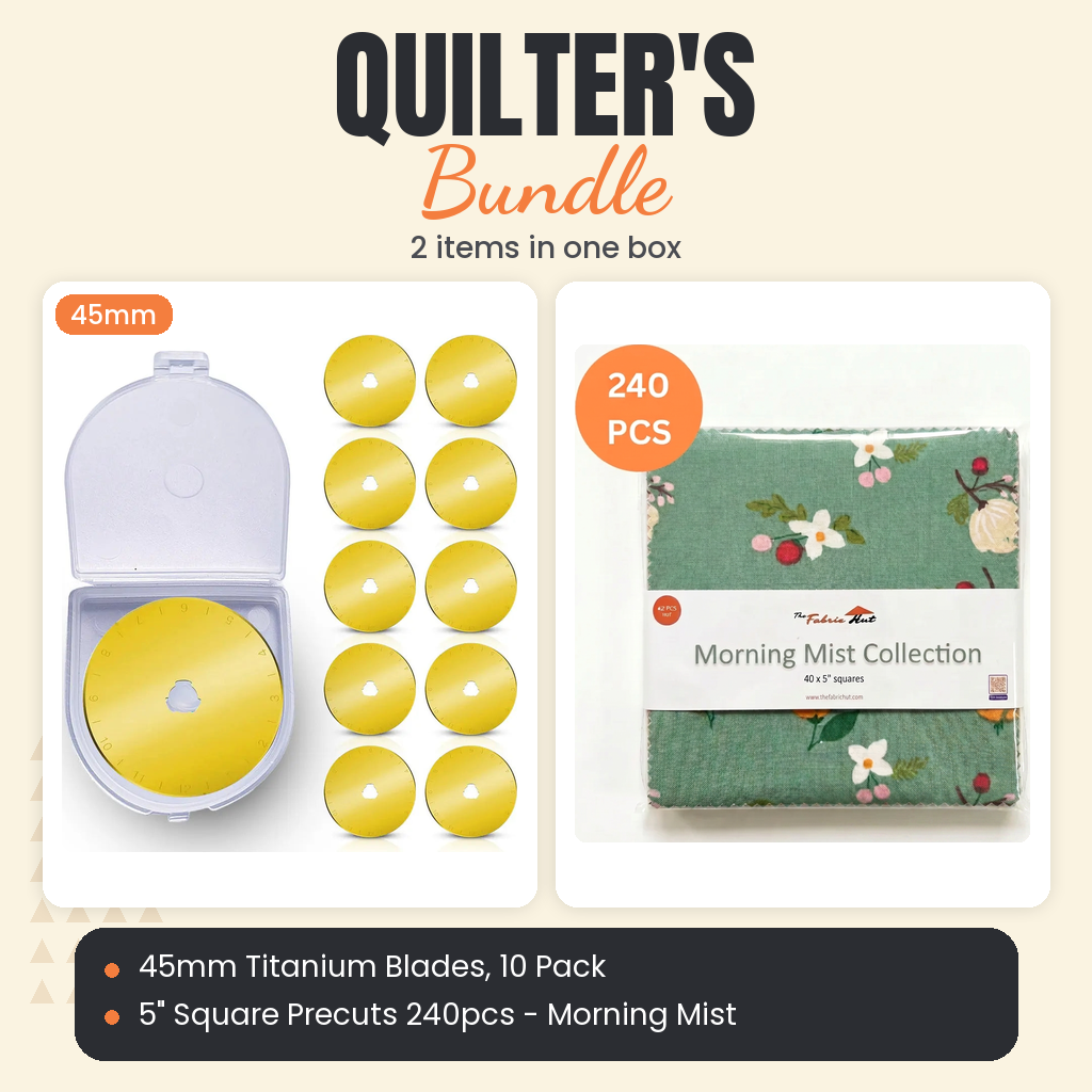 45mm Titanium Rotary Blades, 10 Pack + 5" Square Precuts 240pcs - Morning Mist Collection Bundle - what is in the bundle - photo 1 of 3 - The Fabric Hut