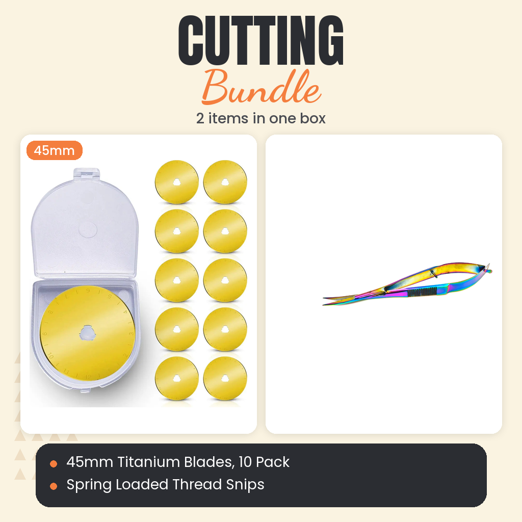 45mm Titanium Rotary Blades, 10 Pack + Spring Loaded Thread Snips Bundle - what is in the bundle - photo 1 of 3 - The Fabric Hut