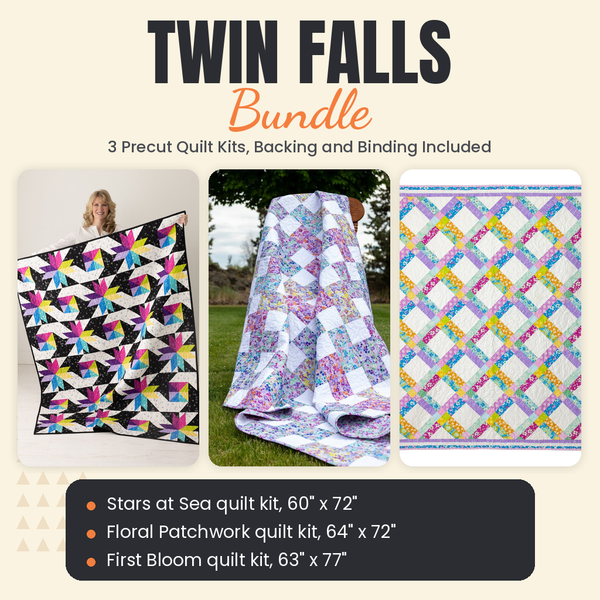 Twin Falls Bundle - Stars at Sea, Floral Patchwork and First Bloom quilts - photo 1 of 19 - The Fabric Hut