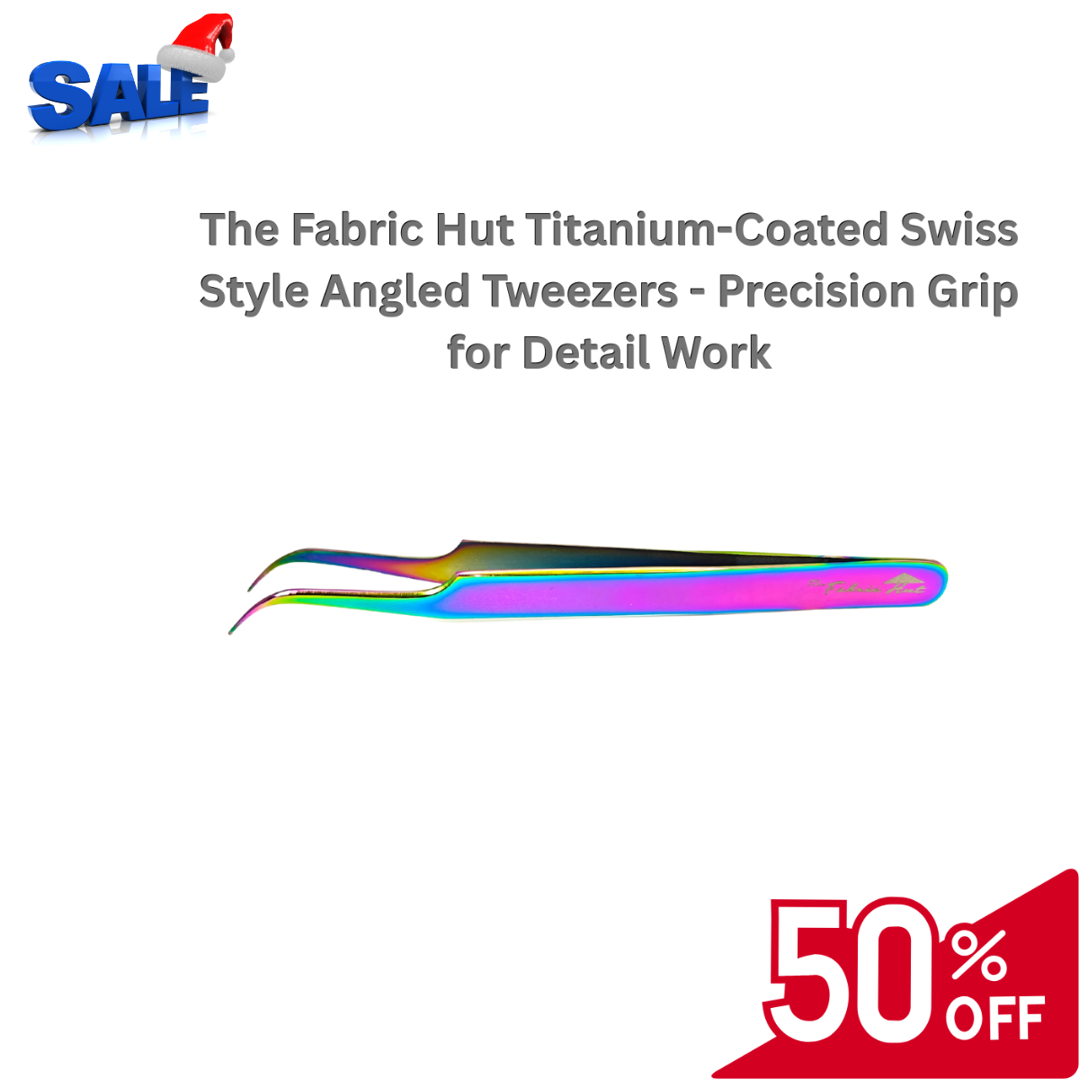 The Fabric Hut Titanium-Coated Swiss Style Angled Tweezers - Precision Grip for Detail Work