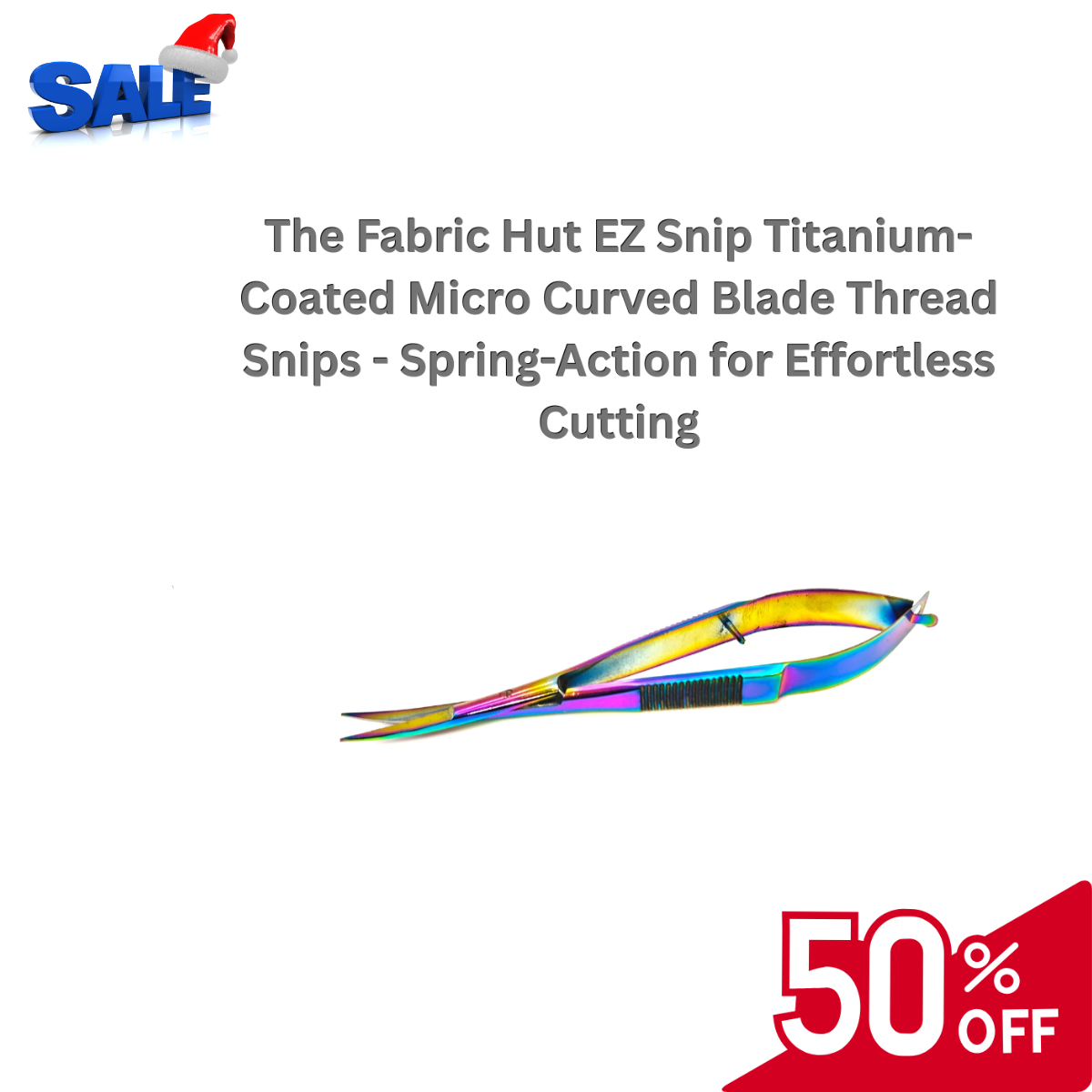 The Fabric Hut EZ Snip Titanium-Coated Micro Curved Blade Thread Snips - Spring-Action for Effortless Cutting