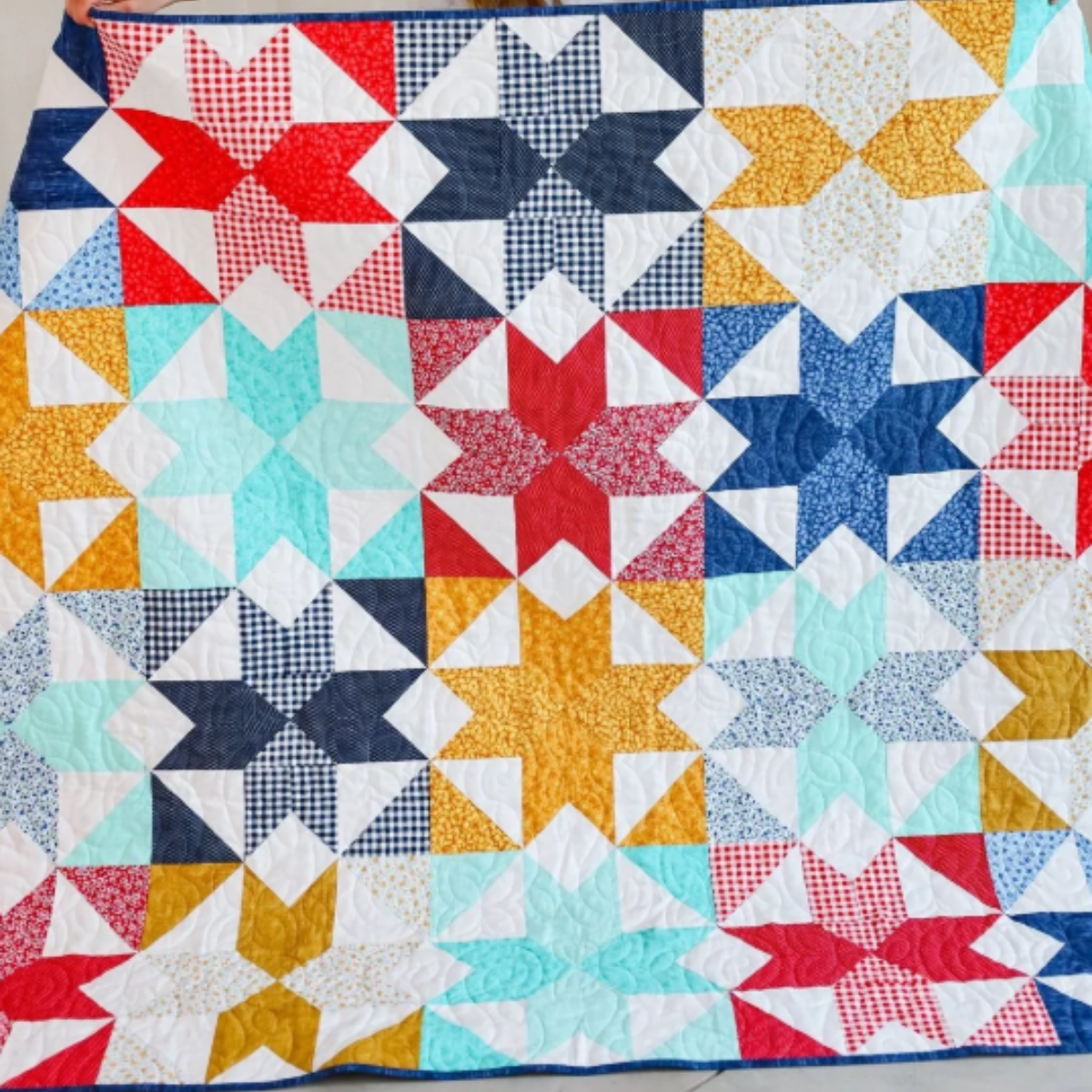 Kaleidoscope Star Pre-Cut Sew-Ready Quilt Kit Beginner Quilt all pre cut includes top pattern binding backing 60 X 75