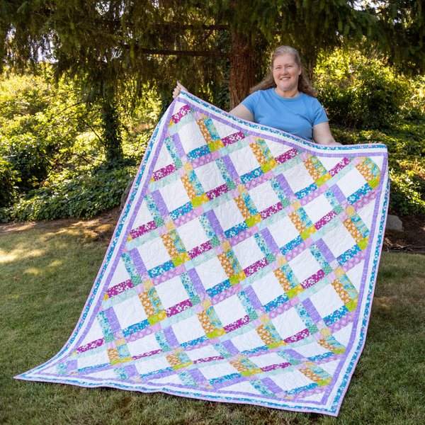 First Bloom Quilting Kit - Pre-Cut with Complete Backing & Binding - Experienced Beginner - 63x77 inches Finished Size