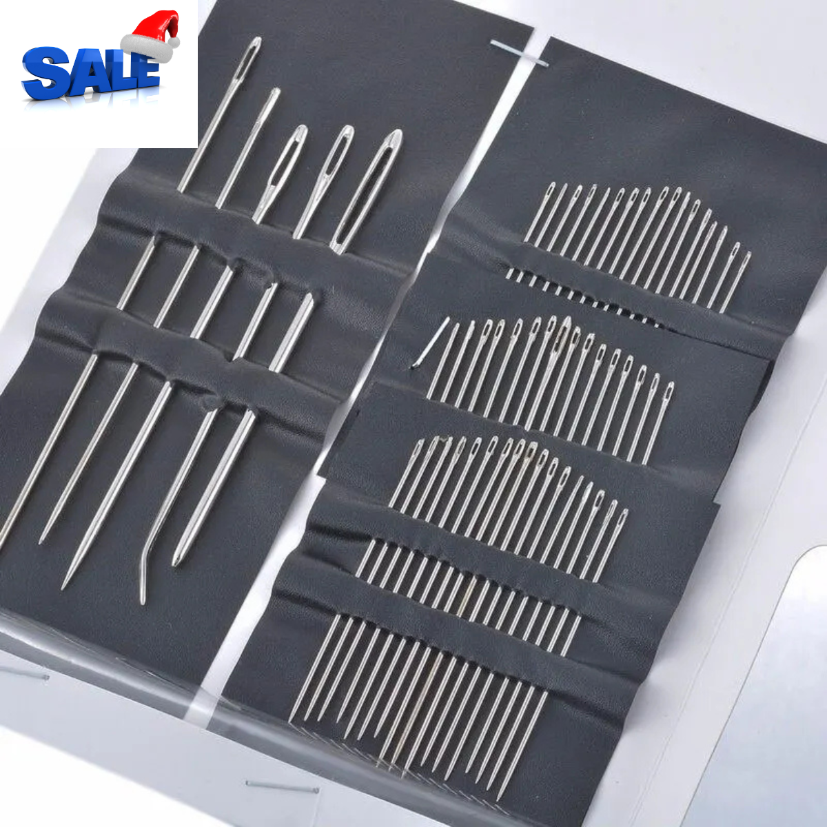 55-Piece Set of Stainless Steel Big Eye Hand Sewing Needles in Various Sizes for Needlework, Sewing, and Embroidery