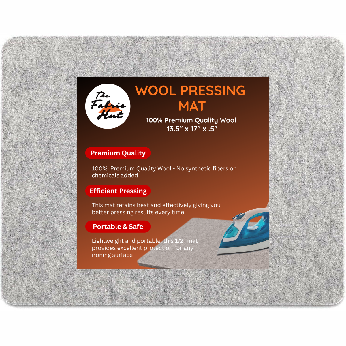 100% Wool Ironing Mat - Wool Pressing Mat 17" x 13.5" - The Fabric Hut