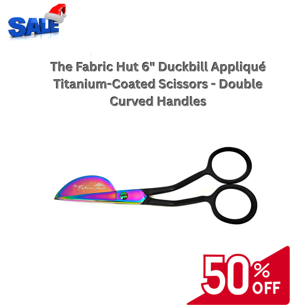 The Fabric Hut 6" Duckbill Appliqué Titanium-Coated Scissors - Double Curved Handles