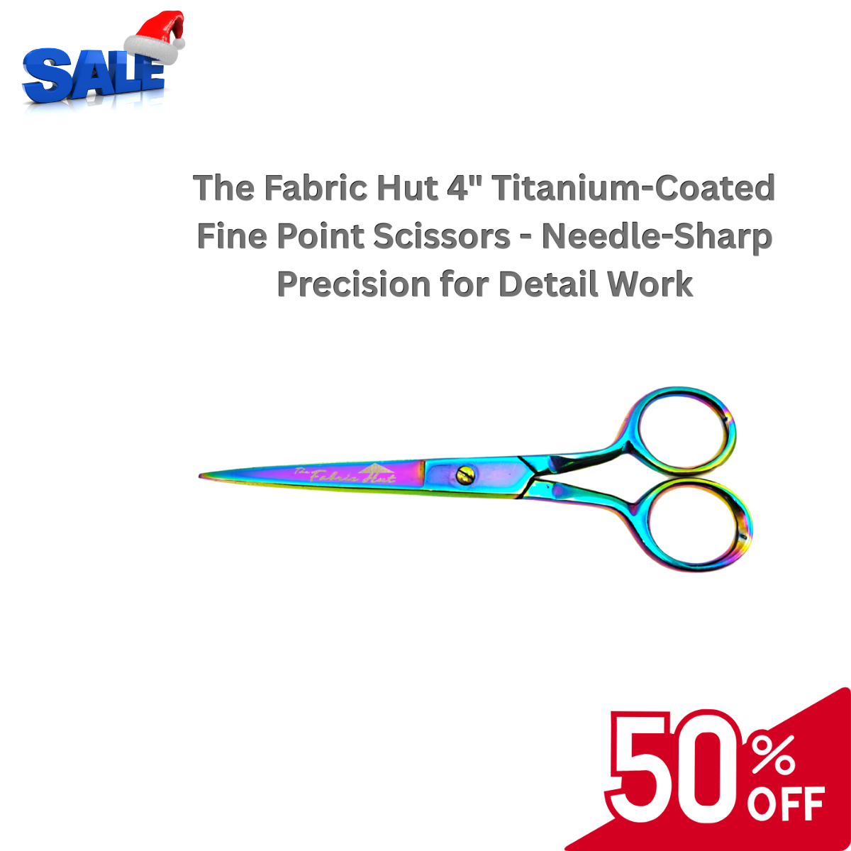 The Fabric Hut 4" Titanium-Coated Fine Point Scissors - Needle-Sharp Precision for Detail Work