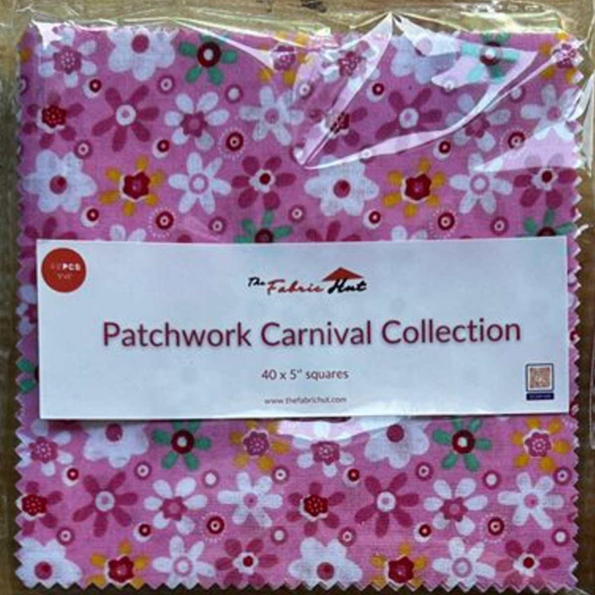 Patchwork Carnival charm pack with 240 precut 5 inch cotton squares across six packs