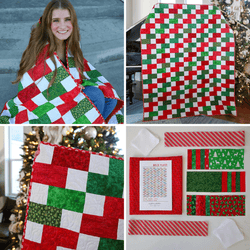 EasyStart Festive Pre-Cut Quilt Kit - Complete with Christmas Patterns, Binding & Backing