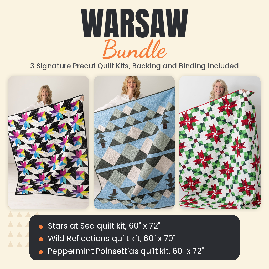 Warsaw Bundle - Stars at Sea, Wild Reflections and Peppermint Poinsettias quilts - photo 1 of 19 - The Fabric Hut