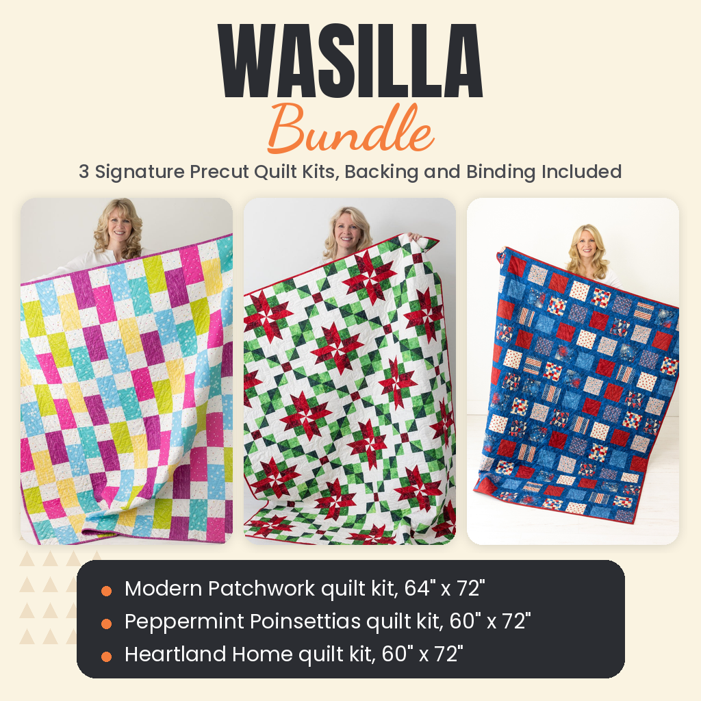 Wasilla Bundle - Modern Patchwork, Peppermint Poinsettias and Heartland Home quilts - photo 1 of 18 - The Fabric Hut