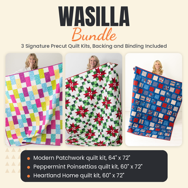 Wasilla Bundle - Modern Patchwork, Peppermint Poinsettias and Heartland Home quilts - photo 1 of 18 - The Fabric Hut
