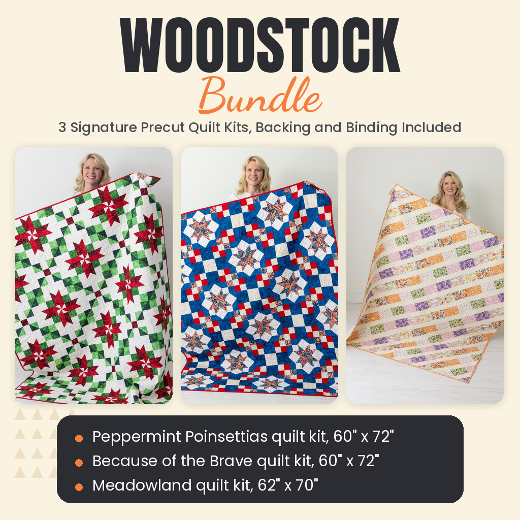 Woodstock Bundle - Peppermint Poinsettias, Because of the Brave and Meadowland quilts - photo 1 of 19 - The Fabric Hut