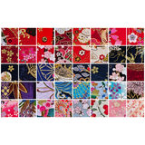 Crimson Garden Collection - all 40 fabric prints, 5 inch cotton charm squares shown flat - The Fabric Hut