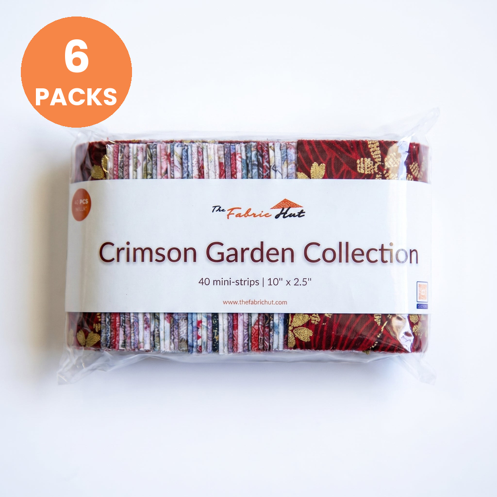 Crimson Garden mini strips bundle of 6 packs, 240 precut 2.5 x 10 inch cotton strips