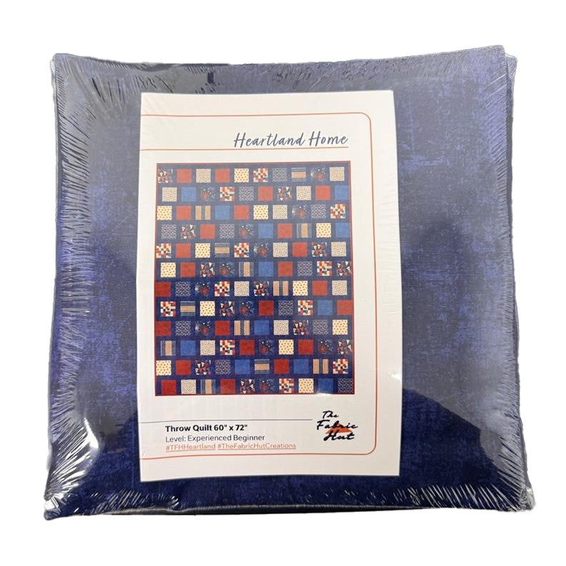 Heartland Home Quilting Kit - Pre-Cut with Complete Backing & Binding - Experienced Beginner - Two Options: 60x72 inches or 84x96 inches Finished Size