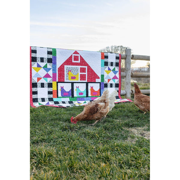 The Hen House Pre-Cut Ready-To-Sew Quilt Kit Fabric Pattern, Backing and Binding Included ALL PRE CUT 74 X 74