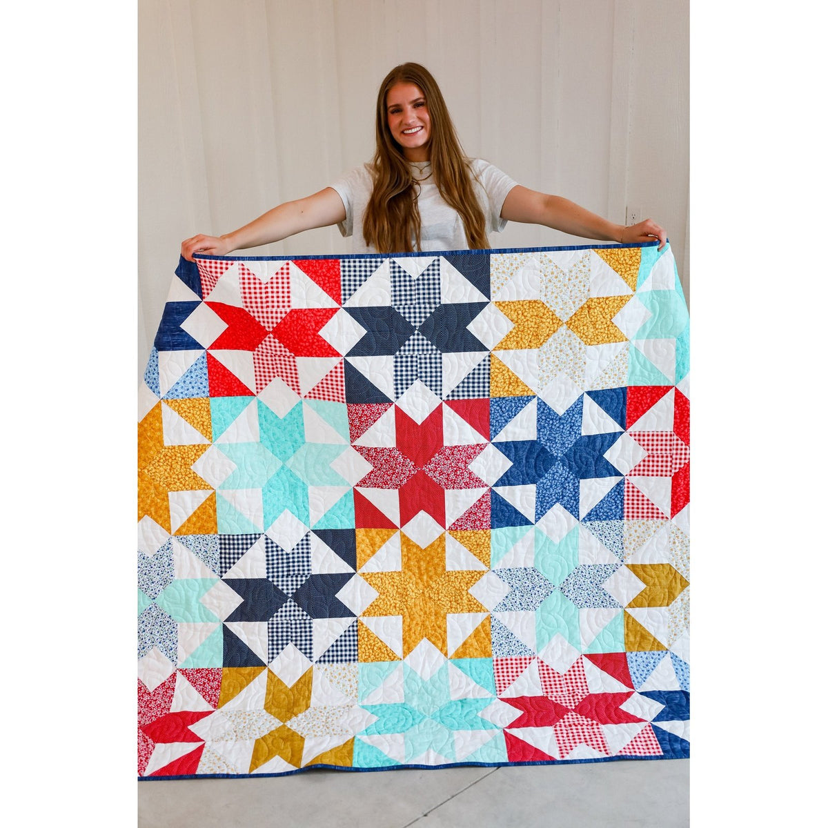 Kaleidoscope Star Pre-Cut Sew-Ready Quilt Kit Beginner Quilt all pre cut includes top pattern binding backing 60 X 75
