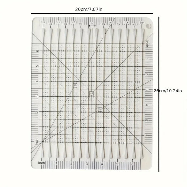 10 inch by 8 inch slotted quilting ruler, clear acrylic with measured slots for cutting 2.5 inch strips - The Fabric Hut