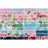 Blossom Breeze Collection - all 40 fabric prints, 2.5 x 10 inch cotton strips shown flat - The Fabric Hut