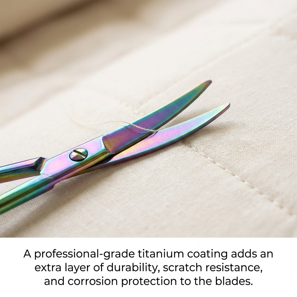 The Fabric Hut 4" Titanium-Coated Curved Fine Point Scissors- Precision Thread Snips