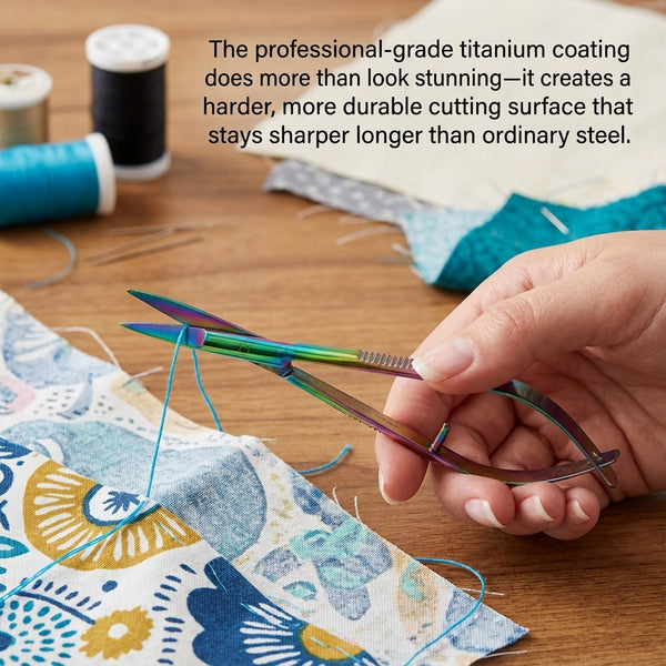 The Fabric Hut EZ Snip Titanium-Coated Micro Curved Blade Thread Snips - Spring-Action for Effortless Cutting