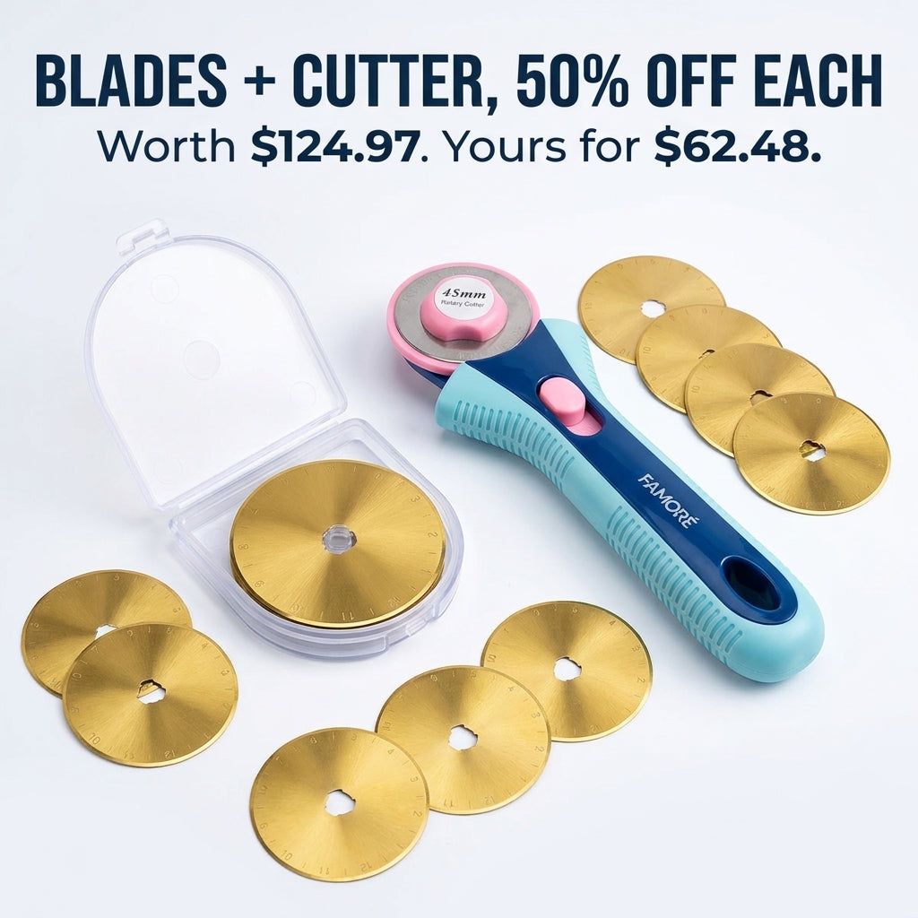 Famoré Rotary Cutter + 10-Pack Titanium Blades - The Fabric Hut