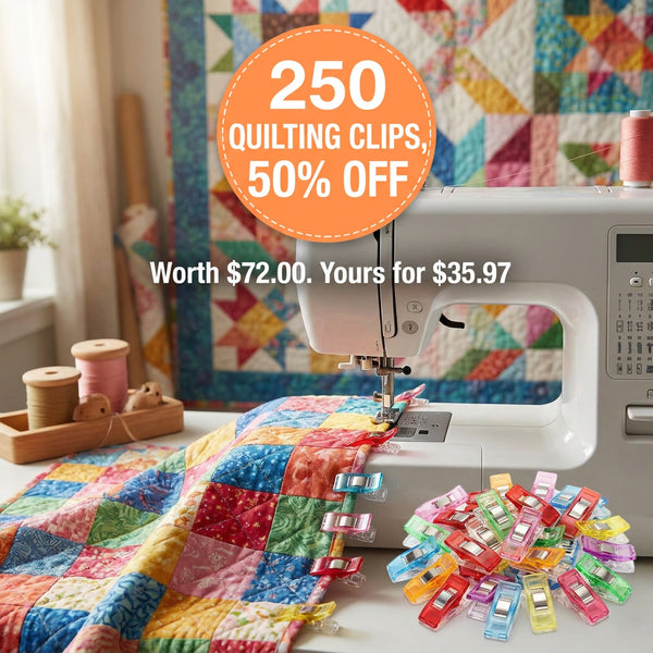 The Fabric Hut Colorful Quilting Clips, Pack of 250 (Pin-Free with Markings)