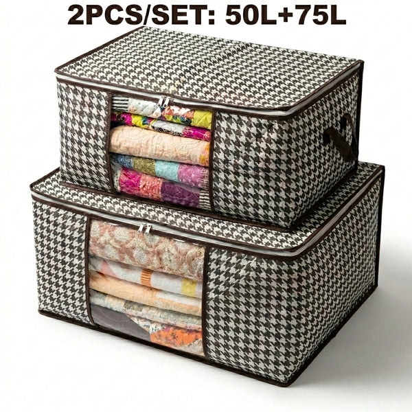 2pcs(set) Storage Bags With Window, 50L + 75L - Large Capacity & High-Quality