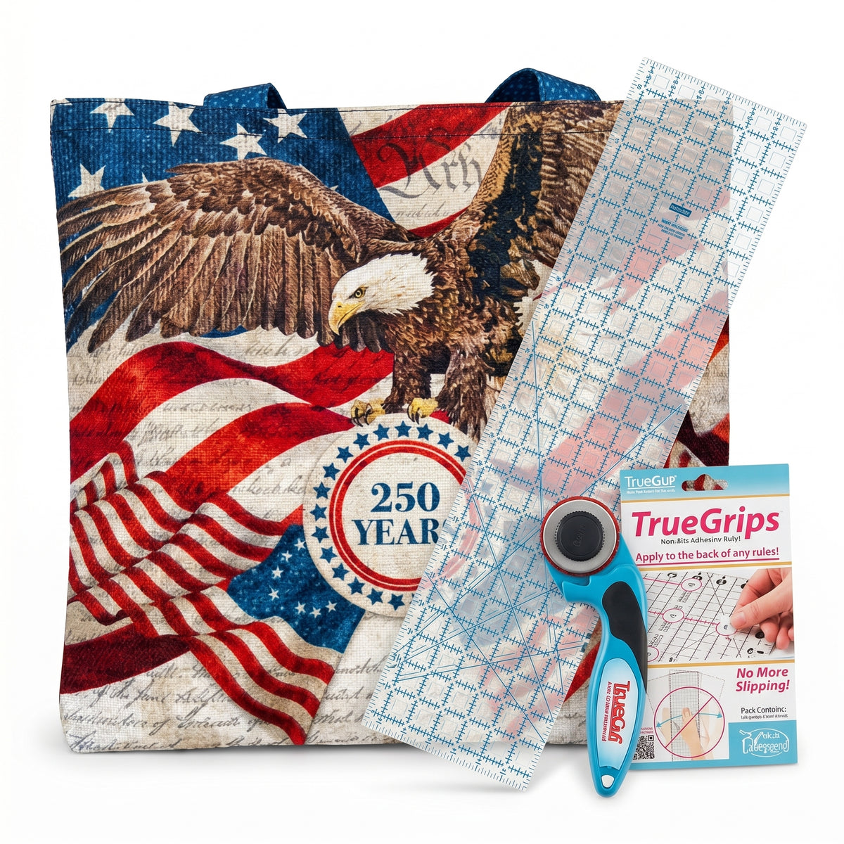 Your First Project Bundle - America 250 Tote Bag with Complete Cutting Tools - Beginner - 24x43 inch Panel