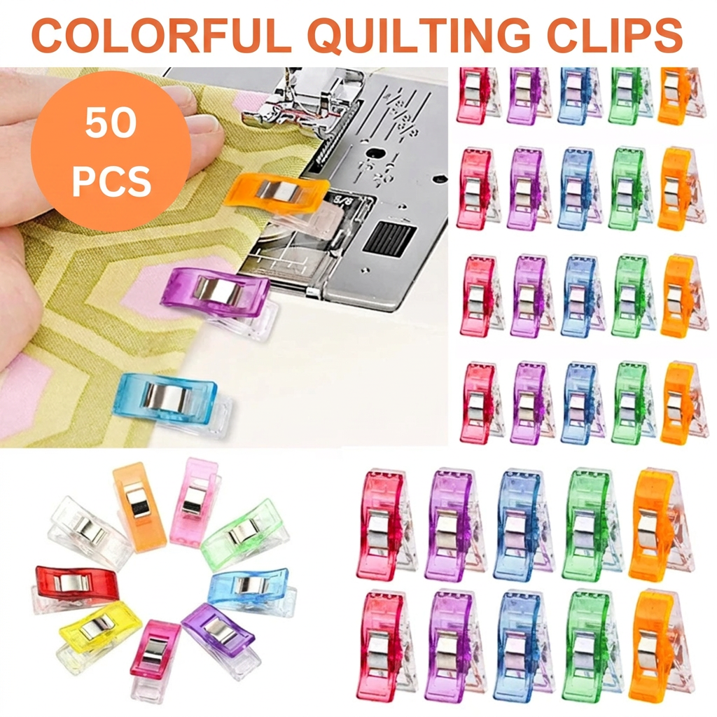 Quilter's Essentials Bundle - 141 Piece Notions Set with 6in Square Ruler, Quilting Clips, Needles, Threaders, Empty Blade Cases and Washers
