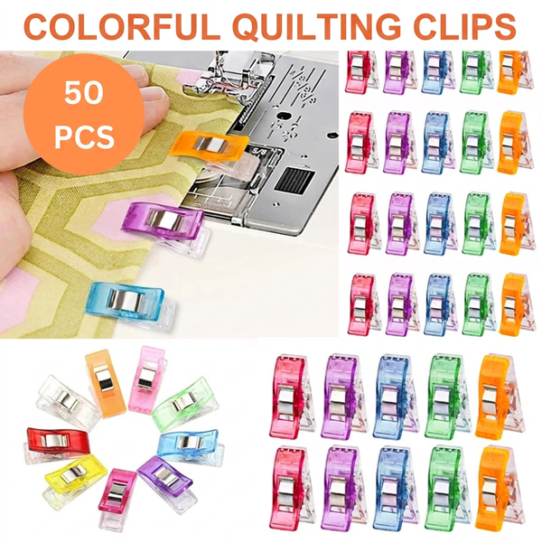 Quilter's Essentials Bundle - 141 Piece Notions Set with 6in Square Ruler, Quilting Clips, Needles, Threaders, Empty Blade Cases and Washers