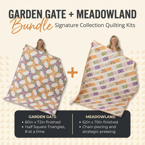 Garden Gate + Meadowland Quilting Kit Bundle - 2 Pre-Cut Kits with Complete Backing & Binding - Experienced Beginner - 60x72 and 62x70 inches Finished Sizes