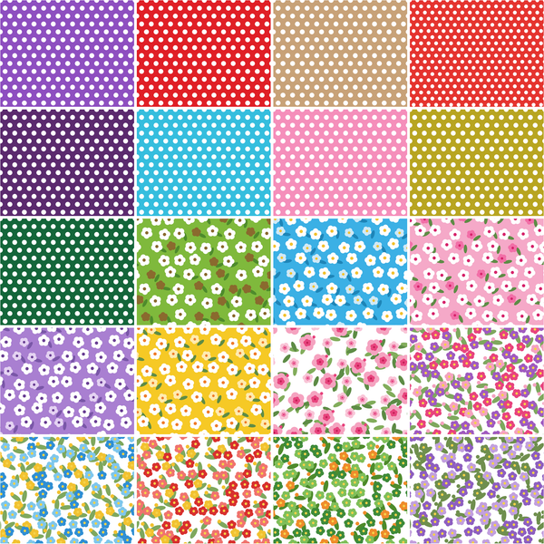 Patchwork Carnival Collection - fabric prints 21 to 40 of 40, shown flat and enlarged - The Fabric Hut