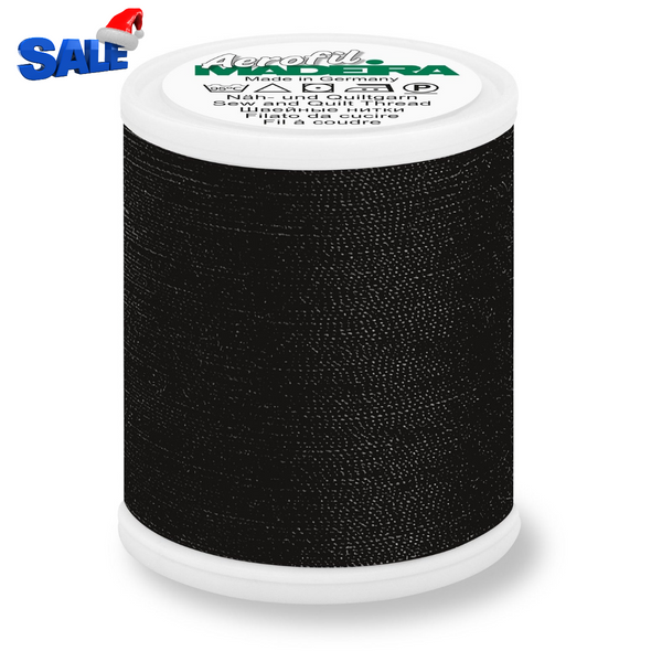 Madeira Aerofil 120 Polyester Quilting & Sewing 40WT Thread - 1100 Yards- 8000 Black
