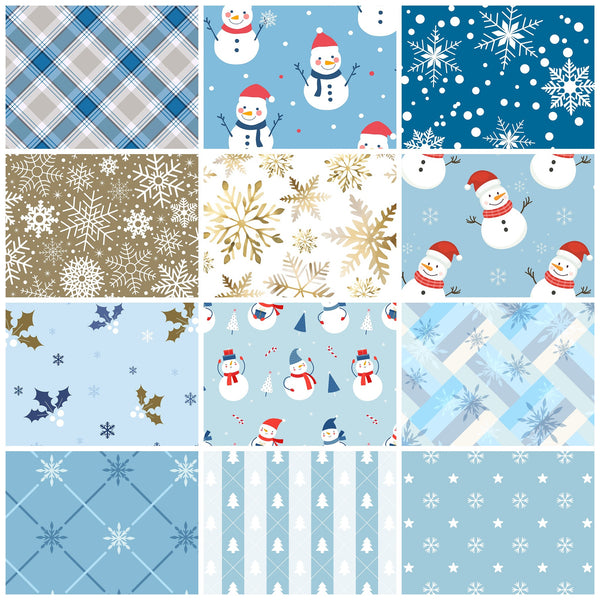 Charm-pack 40pcs - Snowman & Snowflake Collection - photo 2 of 15 - The Fabric Hut
