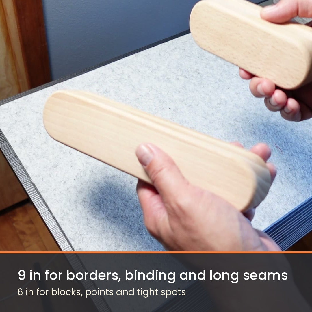 Tailor's Clapper for Quilting - Beechwood Seam Pressing Tool - 2 Pack, 6" and 9" - photo 11 of 12 - The Fabric Hut