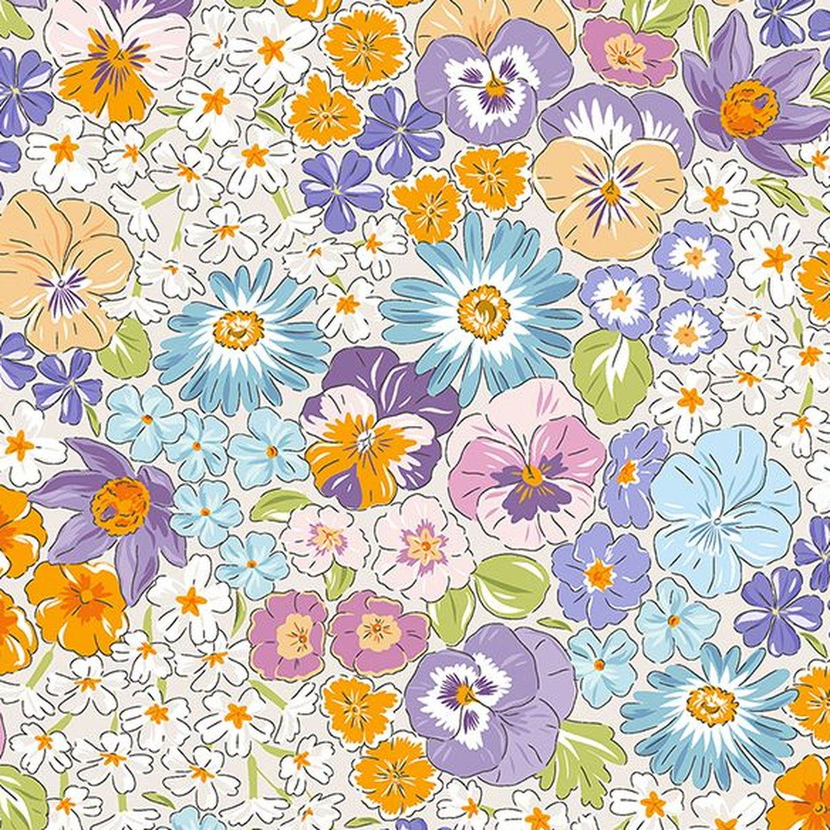Floral Precut Bundle - 10 Pieces, 18 x 21 in - Urban Liberty Collection - Orange and Aqua floral fat quarter print - photo 3 of 12 - The Fabric Hut