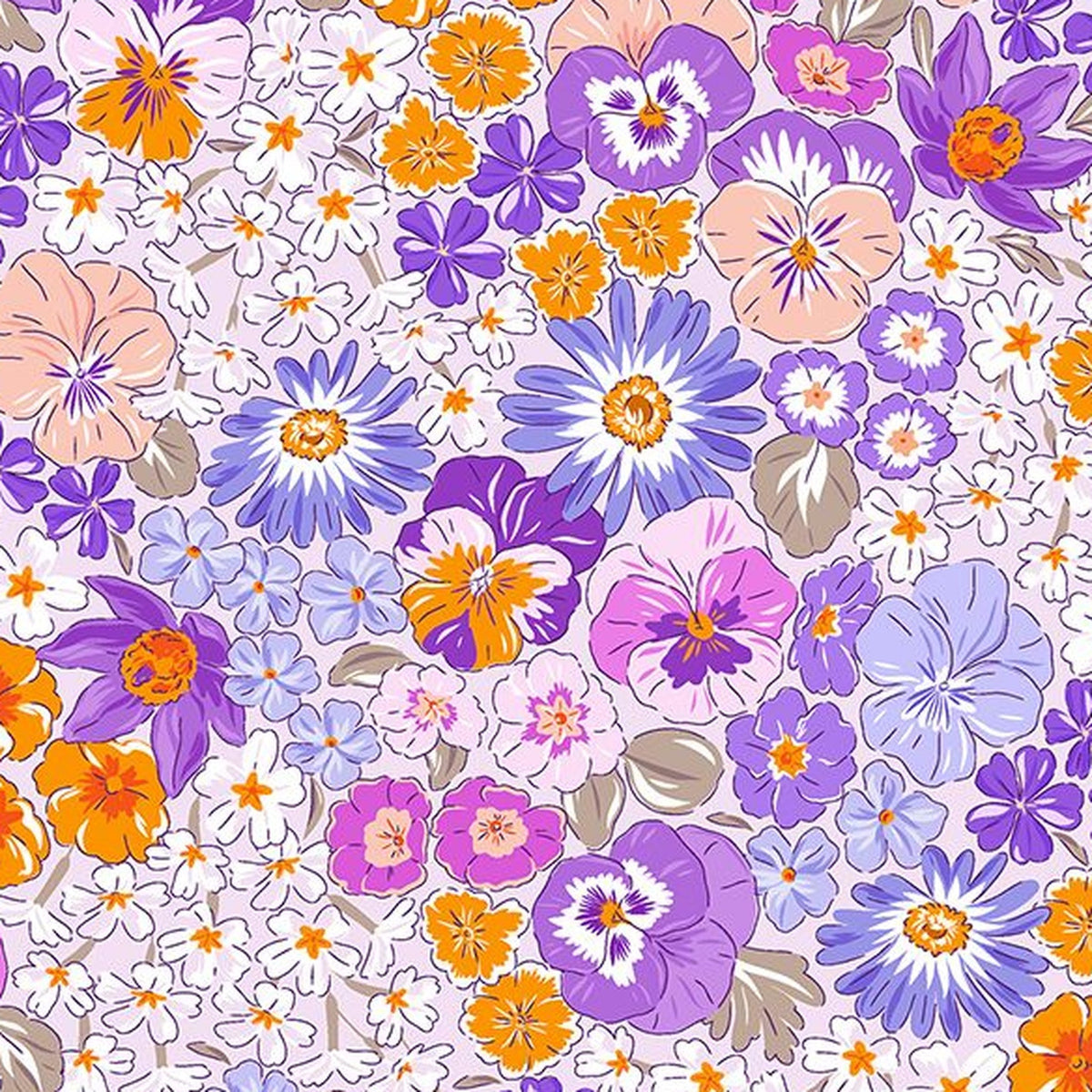 Floral Precut Bundle - 10 Pieces, 18 x 21 in - Urban Liberty Collection - Purple and Orange floral fat quarter print - photo 4 of 12 - The Fabric Hut