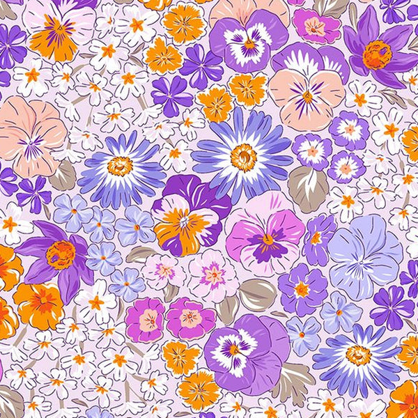 Floral Precut Bundle - 10 Pieces, 18 x 21 in - Urban Liberty Collection - Purple and Orange floral fat quarter print - photo 4 of 12 - The Fabric Hut