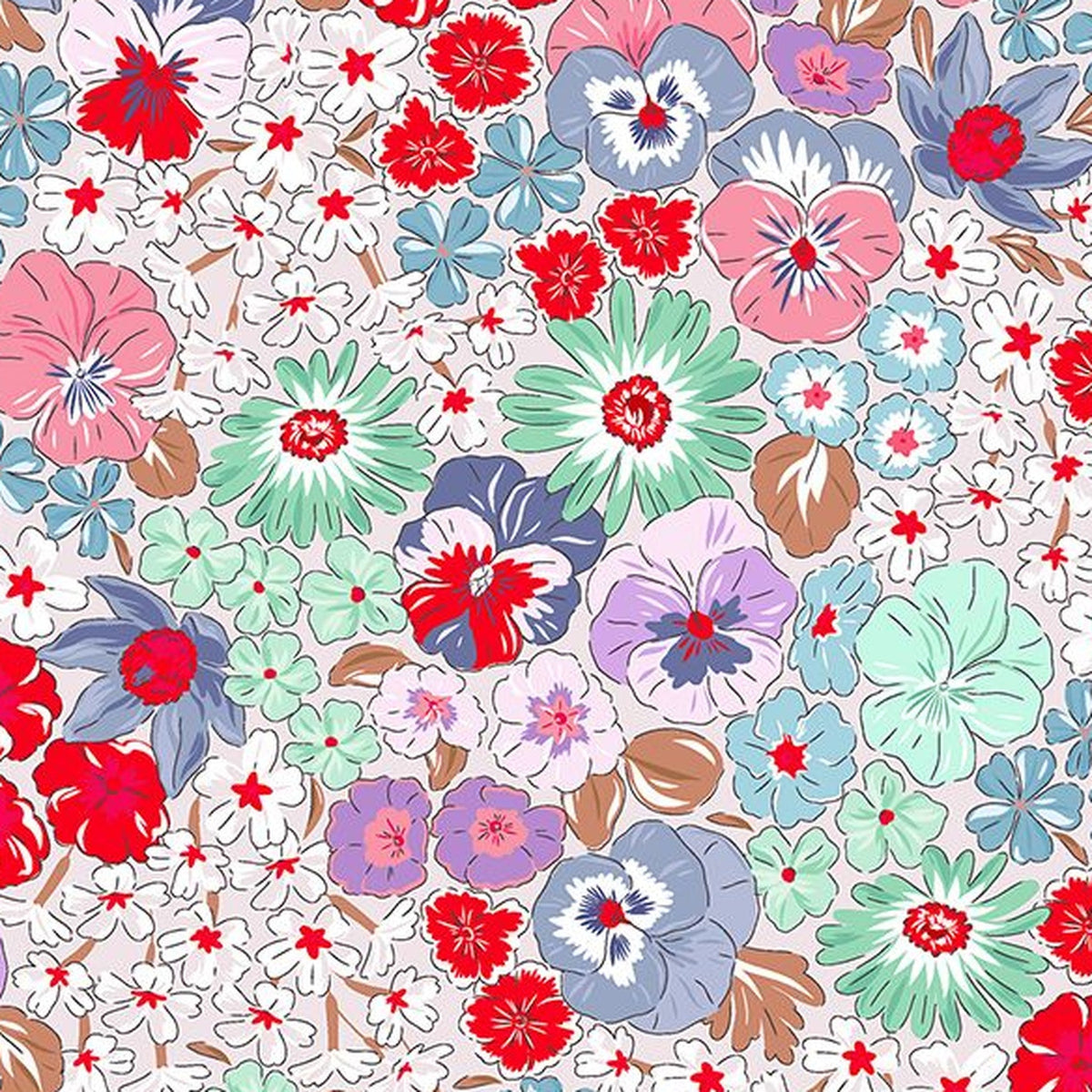 Floral Precut Bundle - 10 Pieces, 18 x 21 in - Urban Liberty Collection - Red and Mint floral fat quarter print - photo 6 of 12 - The Fabric Hut