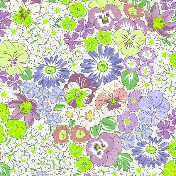 Floral Precut Bundle - 10 Pieces, 18 x 21 in - Urban Liberty Collection - Lime and Lavender floral fat quarter print - photo 12 of 12 - The Fabric Hut